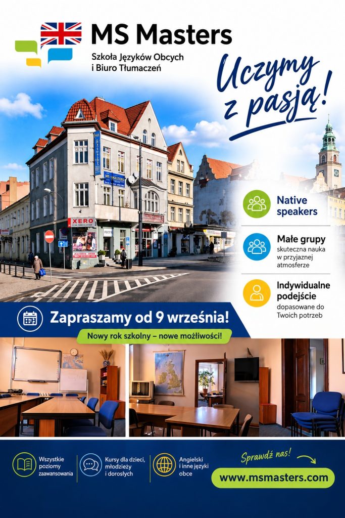 Plakat MS Masters: Zapraszamy od 9 wrzesnia, nowy rok szkolny 2026/2027
